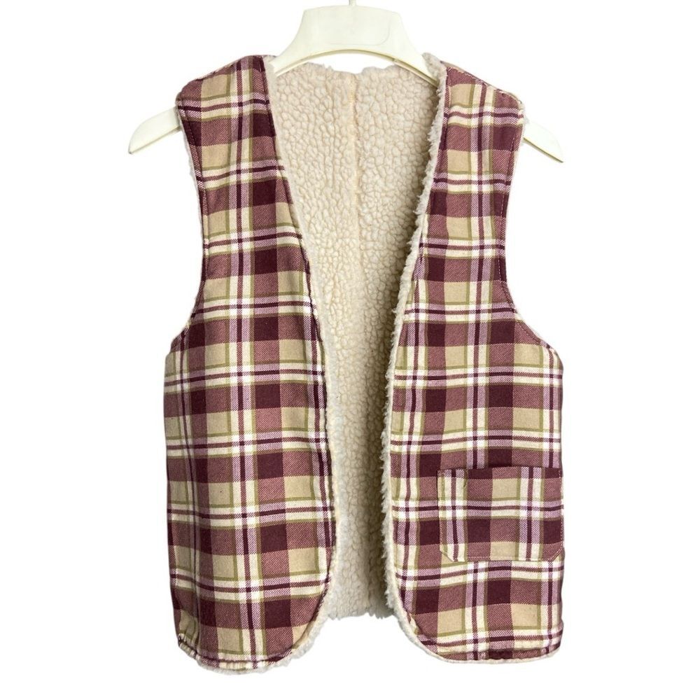 Vintage custom made open plaids vest size XS/S